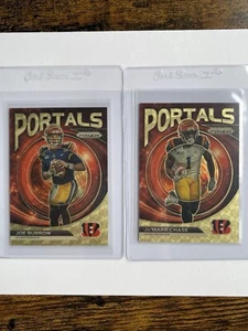 2023 Panini Prizm Joe Burrow Ja’Marr Chase Portals Gold Vinyl 5/5 Match Set - Picture 1 of 16