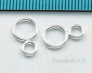 6x STERLING SILVER CLOSED MOTHER CHILD DOUBLE CONNECTOR JUMP RING 8mm 5mm N812 - Picture 1 of 2