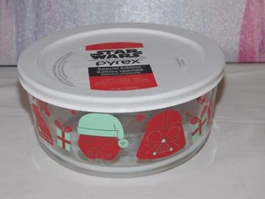 Pyrex Christmas Star Wars 4 Cup Glass Food Storage Snack Container Bowl Set - Picture 1 of 10