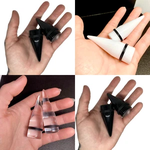 SALE - White / Clear Extra Large Acrylic Tapers 1/2" - 13/16" - Picture 1 of 3