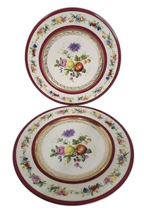2 Rare TK Thuny Czechoslovakia Dinner Plates 10.5" Red Gold Floral Red Clover - Picture 1 of 17