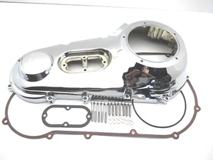 CHROME 5 HOLE -99 OUTER PRIMARY COVER, HARLEY 60543-99 W/Hardware, and Gaskets - Picture 1 of 2