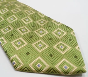 Corbata de seda verde Hugo Boss para hombre | Corbata con patrón geométrico hecha en Italia - Imagen 1 de 9