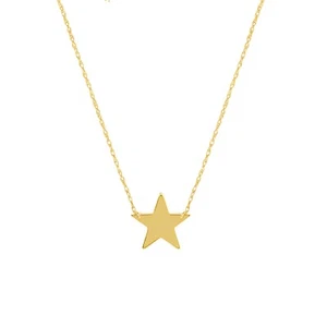Mini Star Adjustable Rope Chain Necklace Real 14K Yellow Gold Up to 18" - Picture 1 of 2