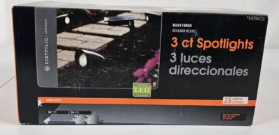 3 Count Portfolio BLACK Spotlights Led Solar 25 Lumens - Image 1 of 4