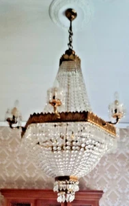 Antico Lampadario a mongolfiera originale primi 900 6 luci est 6 int. + 2 appl. - Foto 1 di 4