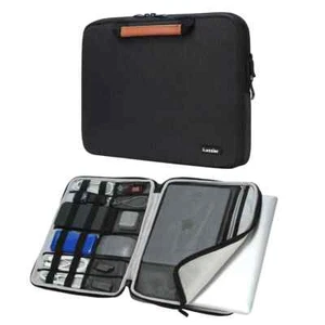 Laptophülle für 34 36 40 cm Laptop gepolstert Organizer mit Griff Schwarz - Afbeelding 1 van 9