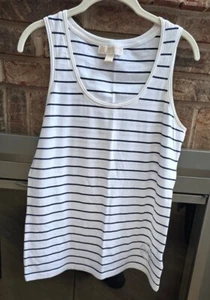 MICHAEL MICHAEL KORS TANK TOP size LARGE in WHITE & BLACK STRIPES! FREE SHIP! - Picture 1 of 5