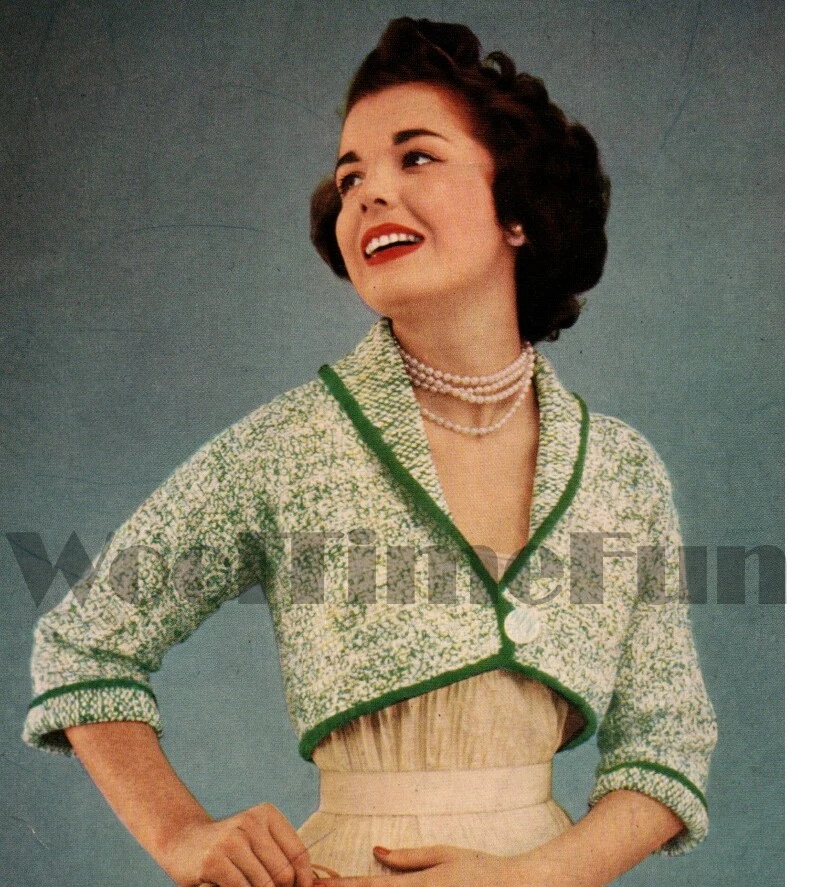 Knitting Pattern Vintage 1950s Ladies Cropped/Short Jacket/Cardigan. Tweed Look. - Image 1 of 1