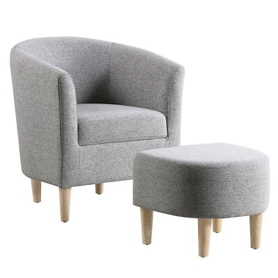 Sofá individual tapizado con brazo de ocio moderno para sala de estar con otomana Foto 1 de 4