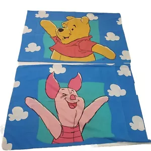 Disney Winnie The Pooh Piglet Standard Size Pillowcase Vintage 1990s Set of 2 - Picture 1 of 5
