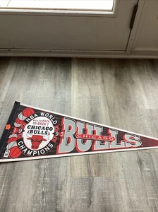 Vintage Chicago Bulls 1993 NBA Championship Pennant Flag New - Picture 1 of 6