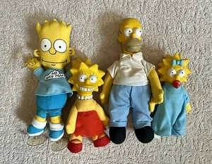 Simpsons 1990 Homer Lisa Maggie Plush Dolls + Bart Window Suction Cup Doll - Picture 1 of 8