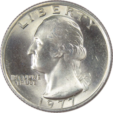 1977 Washington Quarter BU Uncirculated Mint State 25c US Coin Collectible Cover