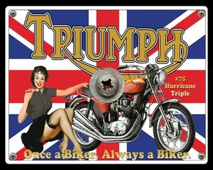 TRIUMPH HURRICANE TRIPLE BRITISH MOTORCYCLE MOTORBIKE METAL SIGN TIN PLAQUE 169 - Picture 1 of 2