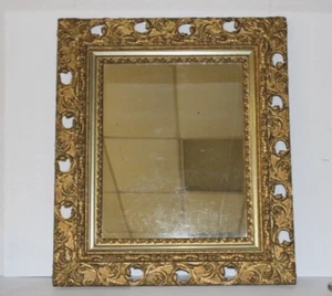 ANTIQUE GOLD GILT GESSO BAROQUE BARBOLA ORNATE WOOD WALL MIRROR 29 1/2 X 25 1/2” - Picture 1 of 24