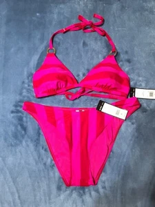 BCBG Paris Bikini Parte Superior e Inferior Nuevo con Etiquetas Hermosas Tiras Fucsia Talla L En Ambas Piezas - Imagen 1 de 12