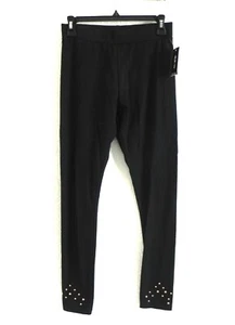 Style & Co Leggings Crop Black Elastic Band Waist Pull On Stud Trim Cuffs Size S - Picture 1 of 4