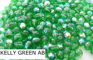 1200 Pcs 4mm Czech Fire Polished Faceted Glass Beads.  -   KELLY GREEN AB - Picture 1 of 2