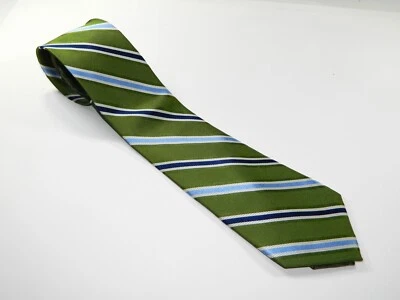 Corbata de seda para hombre EAGLE SHIRTMAKERS PAISLEY DECORACIÓN REPP VERDE AZUL BLANCO Foto 1 de 2