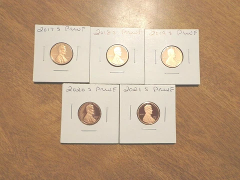 2017 S 2018 S 2019 S 2020 S 2021 S Lincoln Proof Penny 5 Coin Set Lot Cover