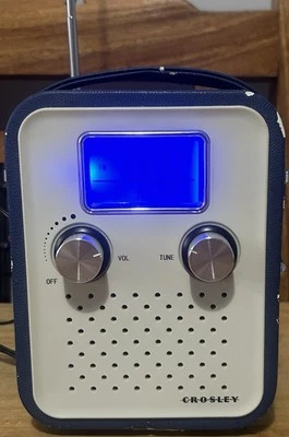 Crosley Songbird Portable AM/FM Radio, Navy Blue, & Mains Adapter. Working 100% - Image 1 of 4