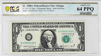 1988A Federal Reserve 'WEB'note-fr.1917-G (GP Block)Run 8 5/8-PCGS 64 PPQ - Image 1 of 4