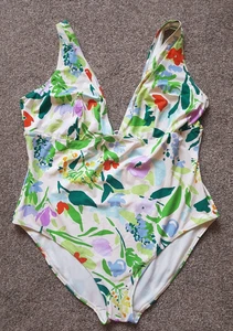 ACCESSORIZE Monsoon Lexi Abstract Floral Plunge Shaping Costume UK 22 24 NWOT - Picture 1 of 7