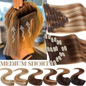 CLEARANCE Clip In Russian Remy Ombre Human Hair Extension 8PCS 18CLIPS Full Head - Imagen 1 de 71