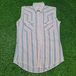 Vintage 70s H Bar C Western Pearl Snap Cut Off Shirt Small Relaxed / Medium Slim - Picture 1 of 11