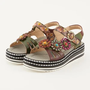 L'Artiste by Spring Step Laga Floral Slingback Leather Sandals plum Women's 8/39 - Picture 1 of 6