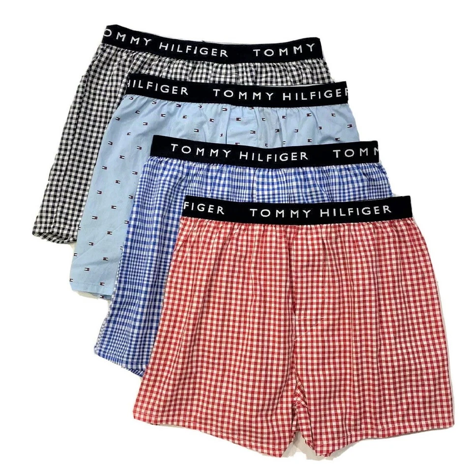 TOMMY HILFIGER MEN X4 - 20 CHECK MEDIUM - 4 PACK WOVEN BOXER UNDER - Image 1 of 1