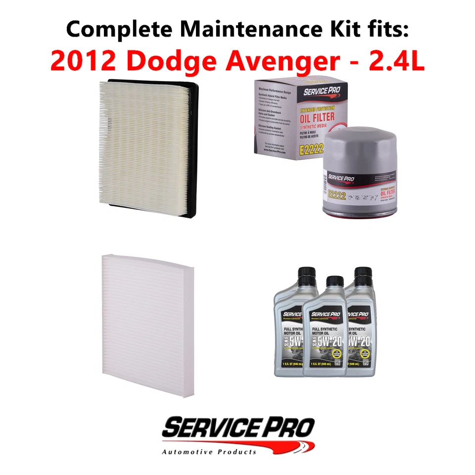 2012 Dodge Avenger 2.4L Complete Oil, Air & Cabin Filter Kit (5W-20) - Imagem 1 de 4