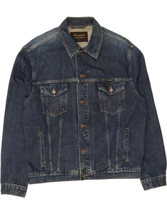 WRANGLER Mens Denim Jacket UK 42 XL Blue Cotton AT08 - Picture 1 of 3
