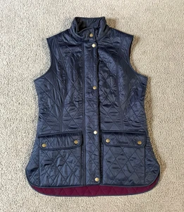 Barbour Damen marineblau Reißverschluss vorne Rautensteppung gefütterte Weste-Größe 6 - Bild 1 von 7