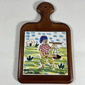 Giovanni Vietri Piastrella Artigianale Ceramica Italiana, Cornice Legno Wall Art - Foto 1 di 9