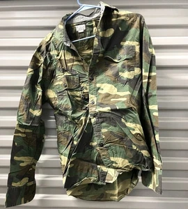 J Crew Factory Button Down Shirt Mens S Green Woodland Camo Long Sleeve Military - Picture 1 of 3
