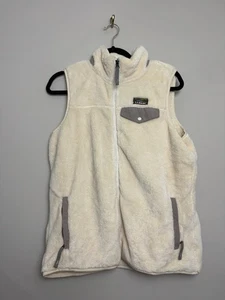 LL Bean Women’s High Pile Fleece Vest Small Cream Zip Front Sleeveless Pockets - Picture 1 of 5