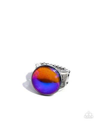 Paparazzi Colorful Cantata - Pink - Split Effect Glass Bead - Silver Ring - Image 1 of 2