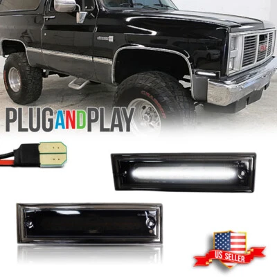 Luz marcadora frontal LED blanca con lente de humo para 81-91 Chevrolet C10 C20 C30 GMC Foto 1 de 4