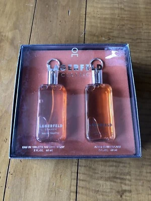 Nuevo JUEGO DE REGALO 2 PIEZAS LAGERFELD CLASSIC Colonia y After Shave para hombre Foto 1 de 4