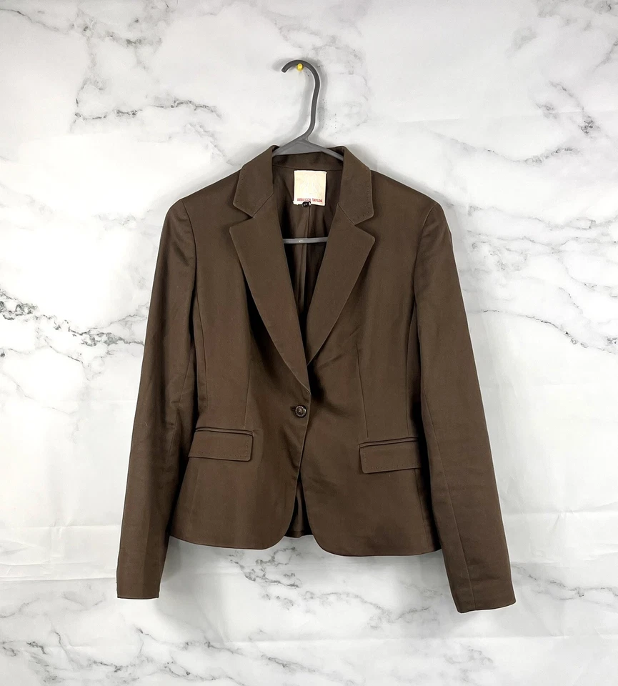 Blazer Clásico Rebecca Taylor Talla 2 Marrón Carrera Oficina Negocios Neutro Foto 1 de 4