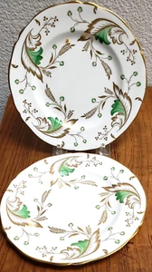 Copeland Grosvenor Smaragdmuster Porzellan 2er Set Brot- oder Dessertteller MCM - Bild 1 von 4