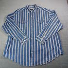 Vintage LL Bean Stripe Denim Blue Mens 2XL Tall Long Sleeve Shirt Made in USA