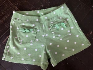Gymboree Brand Girls Shorts Comfy Size 5 Green White Polka Dot Pockets Bow - Picture 1 of 18