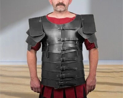Viking Black Leather Lorica Segmenatata For Larp, Cosplay & Reenactment Armor - Изображение 1 из 4