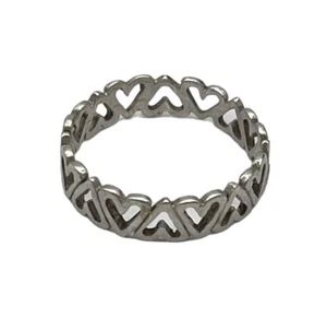 Anillo vintage de plata de ley 925 con banda de corazón abierto talla 8,5 - Imagen 1 de 7