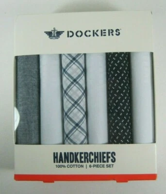 Dockers 6-Piece Men's Cotton Handkerchiefs Set Navy White or Blue White - Image 1 of 3