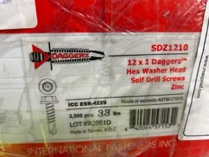 3500 - Daggerz SDZ1210 12 x 1 " HEX Screw 3self tapping self drilling screws - Picture 1 of 1