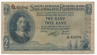 SOUTH AFRICA 2 RAND 1961 - 1965 PICK 104B LOOK SCANS - Image 1 of 2